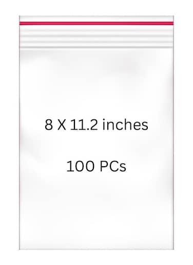 100 Pieces 8 x 11.2 inches Clear Zip and Lock Bags - Resealable Plastic Zipper Bags