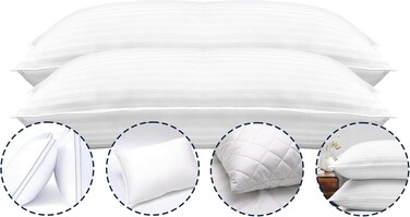 INFINI HOMES Microfiber White Striped Sleeping Pillow for Home &amp; Hotel (40 X 60, Pack of 4))