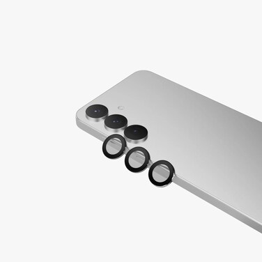 عدسة كاميرا Levelo Lucent Trio AR، مقاومة للصدمات، مقاومة للبصمات، صلابة 9H، مقاومة للماء والغبار، مقاومة للانعكاس، زجاج عدسة مزدوج الطبقة (فضي، لجهاز S25)
