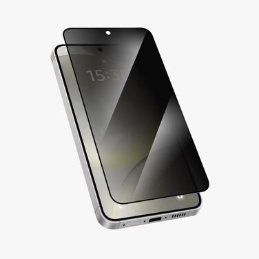 واقي شاشة من Levelo بتصميم 2.5D Silk Print، سيليكون عالي الجودة وألمنيوم، مقاوم للانفجار، طلاء أوليوفوبي وهيدروفوبي، مقاوم للخدوش بدرجة 9H، يدعم فتح القفل بالبصمة فورًا (أسود، S25)
