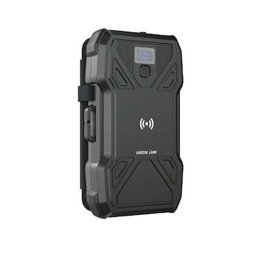 Green Lion Solar 5-Panel 20000mAh Power Bank, LCD Battery Display, IP54 Waterproof, 3 LED Modes, QC 22.5W Fast Charging, 15W Wireless Charging, Outdoor Durability - Black
