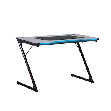 Porodo Gaming Table with Gaming Mousepad, 120x60x73 cm, MDF &amp; Metal Frame, RGB LED Lights, Large 90x40x0.3 cm Mousepad, Patented Design, Black
