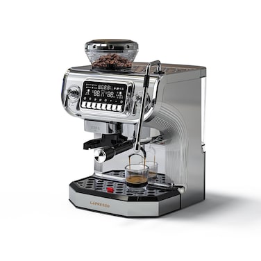 Lepresso Dual Boiler Espresso Machine, 15 BAR Pump Pressure, 2L Water Tank, 1400W Thermo-Block Boiler, 2672W Heating Power, Grinder &amp; Steamer, Interactive Display, UK 3-Pin Plug
