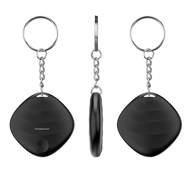 Powerology Smart Tag with Accelerometer, Built-in Speaker, CR2032 Replaceable Battery, Up to 16 Months Battery Life, Works with Apple Find My, Bluetooth V5.3, Ideal for Camping, Pets, Kids, Black
