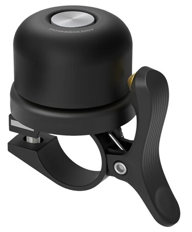 Powerology Bicycle   Scooter Bell with AirTag Mount, Accelerometer Anti-Lost Bike Bell Tracker, Built-in Speaker, 16 Months Standby Time, Works with Apple Find My, Black
