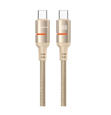 Porodo 60W Type-C to Type-C Braided Cable, 1.2M Length, PD 60W, Fast Charging &amp; Data Transfer, Universal Compatibility, Safe &amp; Reliable, USB-C Input &ndash; Desert Titanium