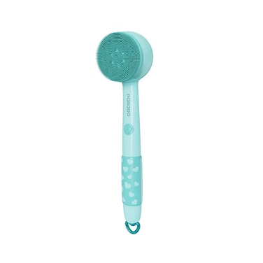 Porodo Lifestyle Kids Electric Bath Brush, Soft Silicone Brush &amp; Loofah Cleanser, IPX6 Waterproof, 1200mAh Battery, Type-C Charging, Blue
