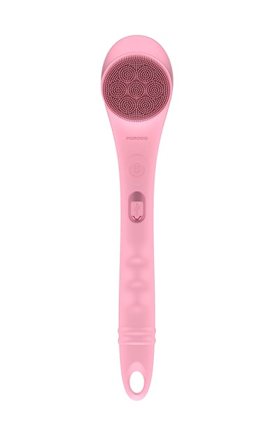Porodo Lifestyle Electric Body Brush, 1200mAh Battery, Type-C Charging, Over 120 Minutes Working Time, IPX6 Waterproof, 2 Speed Levels, Silicone and ABS Material, Soft Cleaning Bristles, Pink
