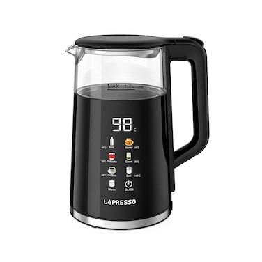 LePresso Electric Window Kettle, 1.7L Capacity, 1850-2200W Power, Multi-Temperature Control, Auto Shut-Off, Auto-Opening Lid, Boil Dry Protection, Interactive Digital Display, Black