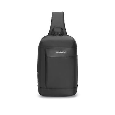 Porodo Cross Body Bag, Water-Resistant, Type-C Charging Port, 40W PD Fast Charging, Adjustable Shoulder Strap, Secure Device Storage, Black
