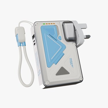 Powerology 10000mAh MagSafe Power Bank, 35W PD, Wireless Charging Support, Built-in Wall Charger, 4-Device Charging, EU &amp; UK Adapters, White
