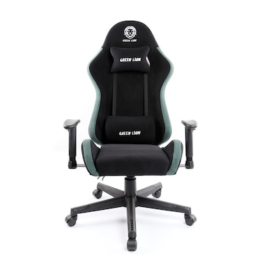 Green Lion ERGO X GCX44 Gaming Chair, Plywood + Iron Frame, Adjustable Height (121-131 cm), 155&deg; Recline, Built-In Lumbar Arch, 360&deg; Swivel, 150 kg Max Load, Removable Neck Pillow &ndash; Green