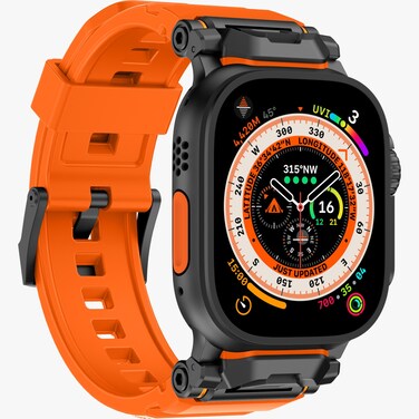 حزام ساعة ليفلو نيكو، سيليكون صلب، مادة مضادة للحساسية، بكلة معدنية، مقاوم للعرق والماء، ملاءمة خفيفة ومرنة، متوافق مع ساعة SE السلسلة 9/8/7/6/5 (49/46 مم)، برتقالي غروب الشمس
