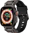 Levelo Kyoto Watch Strap, Hypoallergenic Fluoro Rubber, Metal Mesh for Breathability, Sweat &amp; Water Resistant, Chemical Resistant, Compatible with Apple Watch SE &amp; Series 9/8/7/6/5 - Black