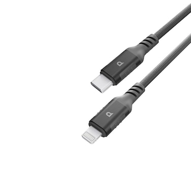 Powerology Power Sync Weave PD 30W MFI Lightning to USB-C Aluminium Shell Nylon Braided Cable, 1.2 Meter, 5V/3A, 9V/2.22A Charging Speed, 480Mbps Transfer Speed, Dark Gray
