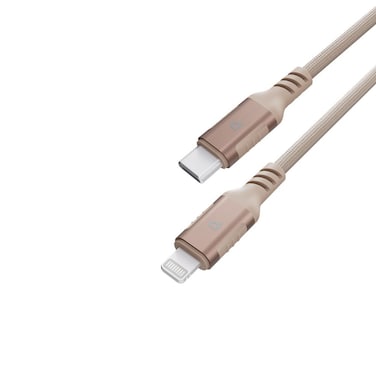 Powerology Power Sync Weave PD 30W MFI Lightning to USB-C Aluminium Shell Nylon Braided Cable, 1.2 Meter, 5V/3A, 9V/2.22A Charging Speed, 480Mbps Transfer Speed, Desert Titanium
