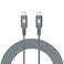 كابل Powerology Power Sync Weave PD 60W USB-C إلى USB-C V2.0 مع موصل الألومنيوم ونسيج النايلون، طول 1.2 متر، سرعة شحن 20V/3A، سرعة نقل 480Mbps، رمادي غامق
