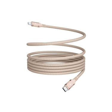 Powerology Maglink Weave Magnetic 60W USB-C to USB-C V2.0 Metal Plug Nylon Braided Cable, 1.2 Meter, 20V/3A Charging Speed, 480Mbps Transfer Speed, Desert Titanium
