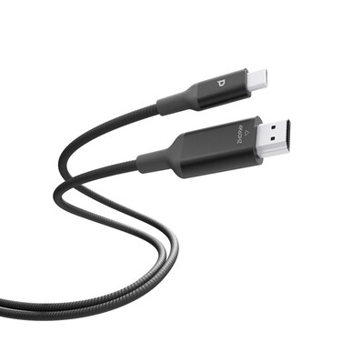 Powerology Power Sync Weave USB-C to HDMI V3.1 Aluminium Shell Nylon Braided Cable, 2 Meter, 4K 60Hz Video Output, 10Gbps Transfer Rate, Dark Gray

