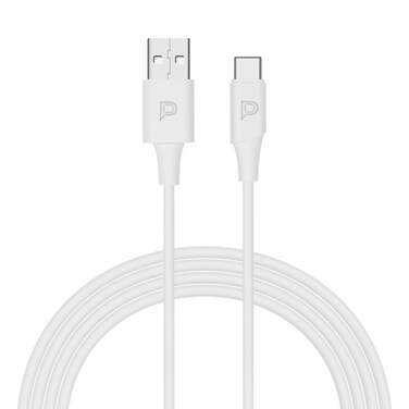 Powerology PD 20W Power Sync Flex USB-A to USB-C TPE Jacket Over-Molded Cable, 1.2 Meter, 5V/3A, 9V/2A Charging Speed, 480Mbps Transfer Speed, White

