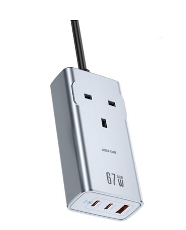 مقبس الطاقة غرين لايون 67 واط GaN، قدرة 2200 واط كحد أقصى، 2×منافذ Type-C، منفذ USB-A، شحن سريع PD 67 واط، مادة مقاومة للحريق PC، سلك طاقة بقطر 1.5 متر، أسود
