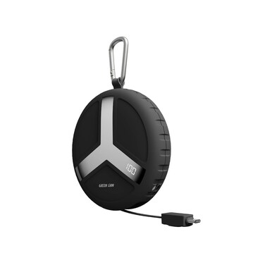 باور بانك جرين لايون أوربت تشارج 10000 مللي أمبير، شحن سريع PD 22.5W، كابل Type-C قابل للسحب 70 سم، شاشة رقمية، مصباح طوارئ، مشبك محمول - أسود
