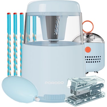 Porodo Kids Electric Sharpener and Vacuum Stationary Set with Full-Automatic Sharpener, Child-Safe Design, Type-C Fast Charging, Compact and Easy to Use, Blue

