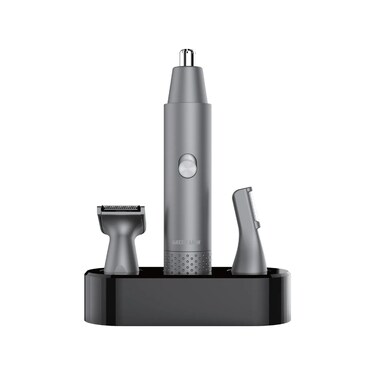 Green Lion 3-in-1 Grooming Kit with 3 Replaceable Heads, 6500RPM Motor Speed, Stainless Steel Blade Material, Suitable for Face, Nose &amp; Eyebrows, Brush &amp; Oil Bottle Included - Silver