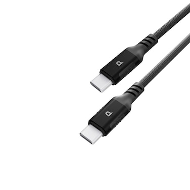 كابل Powerology Power Sync Weave PD 60W USB-C إلى USB-C V2.0 مع موصل الألومنيوم ونسيج النايلون، طول 1.2 متر، سرعة شحن 20V/3A، سرعة نقل 480Mbps، أسود
