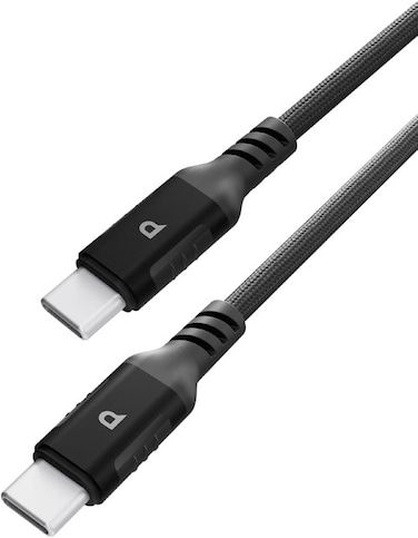 Powerology Power Sync Weave USB-C to USB-C Cable, PD 60W, 1.2 Meter Wire, 20000 Bend Lifespan, High-Speed Charging, 60% in 30Min, Braided Material (Black)
