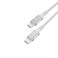 Powerology Power Sync Weave PD 60W USB-C to USB-C V2.0 Aluminum Plug Nylon Braided Cable, 1.2 Meter, 20V/3A Charging Speed, 480Mbps Transfer Speed, Light Grey/White
