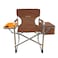 Porodo Lifestyle Outdoor Folding Director Chair, 600DPE Oxford Fabric, Aluminum Frame, Reinforced Silver Oxidation Surface, Detachable Fabric Armrest, 120kg Max Load, Built-In Cup Holder, Brown
