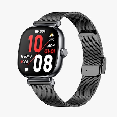 ساعة جرين ليون برينسيس الذكية، شاشة AMOLED 1.70"، دقة 336x336، سطوع 1000 نت، بلوتوث 5.2، مراقبة ضغط الدم ومعدل ضربات القلب، مقاومة للماء IP68، أسود لامع
