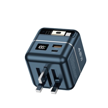 Green Lion Premium Series Charger + Power Bank 5000mAh 42W, Type-C &amp; USB-A Ports, PD 45W, Retractable Cable, Digital Display, Fast Charging, Compact Design &ndash; Grey