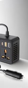 Porodo Universal AC Power Inverter, Multiple USB Outputs, USB-C PD 30W, USB-A QC 18W, 220V 200W AC Output, Built-in Smart Cooling Fan, Overload and Voltage Protection, Black

