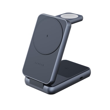 Levelo Aeris 3-in-1 Foldable Wireless MagSafe Charger, 15W Fast Charging, Charges Phone, AirPods &amp; iWatch Simultaneously, Overcharge &amp; Overcurrent Protection, Compact &amp; Travel-Friendly, Cloudy Gray
