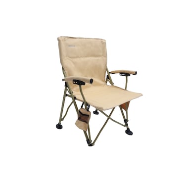 Green Lion Outdoor Camping Chair with Carrying Bag, Steel Alloy Frame, Oxford 1100D Fabric, 150kg Load Capacity, Ergonomic Design, Non-Slip Feet, Bottle Holding Pocket, Sand
