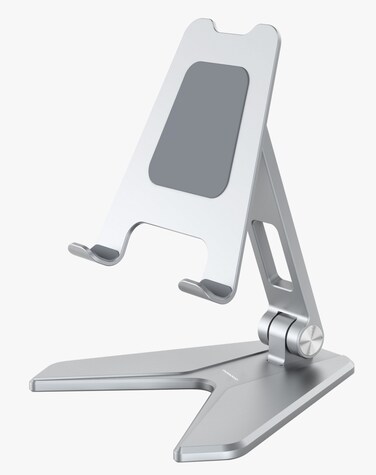 حامل الهاتف المحمول من بورودو من سبائك الألومنيوم، زاوية مشاهدة مرنة، تصميم قابل للطي، دعم هواتف من 4 إلى 8 بوصة، قاعدة مستقرة وغير قابلة للانزلاق، وزن 92 جرام، سبائك الألومنيوم + السيليكون، فضي
