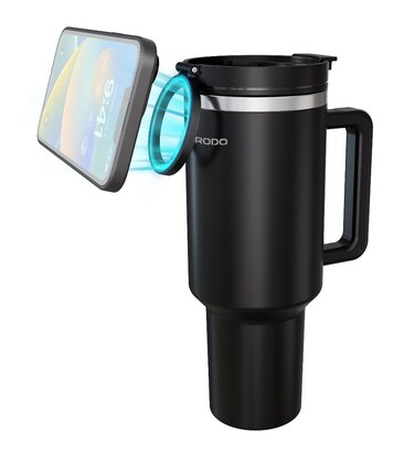 Porodo Lifestyle Hydrate and Hold Magnetic Mount Insulated Tumbler, 40oz 1.2L Capacity, Stainless Steel, MagSafe Phone Mount, 360&deg; Rotation, BPA-Free, Steady Stand, Black