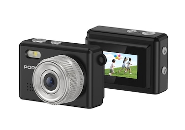 Porodo Snap &amp; Go Mini Digital Camera, 1080P FHD Video, 2MP Photo Resolution, 6 Color Filters, 0.96&quot; HD Screen, Instant Webcam Function, 200mAh Battery, Lens Included, Type-C Charging &ndash; Black