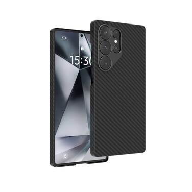 حافظة Levelo Sergei لجهاز Samsung S25 Ultra، مادة 1500D أراميد فايبر، تصميم نحيف للغاية، حلقة كاميرا من الألومنيوم، طبقة مقاومة للبصمات، متوافقة مع MagSafe، أسود
