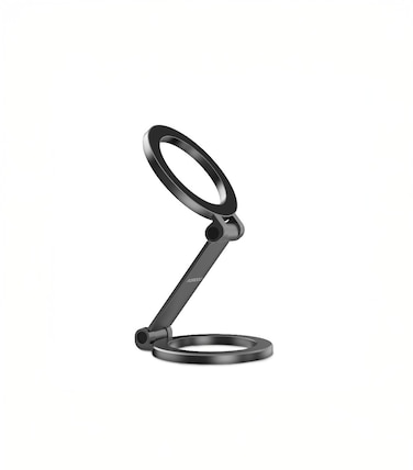 Porodo MagLock Dual Magnet MagSafe Mount, 20 N52 Magnets, 4500 Gauss Magnetic Force, Zinc Alloy, Multi-Angle Adjustment, Foldable Design, Black
