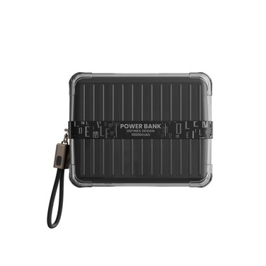 باور بانك Levelo Aerion محمول بسعة 10000mAh، تصميم حقيبة، شاشة LED، مدخل/مخرج Type-C، مخرج USB-A، شحن سريع، وزن 230 جرام، ABS + PC، كابل Grip مرفق، أسود
