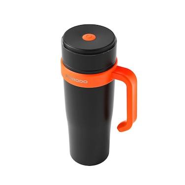 Porodo Lifestyle 6-Blade Portable Blender Insulated Mug, 70W Motor, 18000RPM Speed, 900mL Capacity, 6-Blade Cutter Head, Straight Drink Lid, 1500mAh Battery, Portable Mixer &ndash; Black Orange
