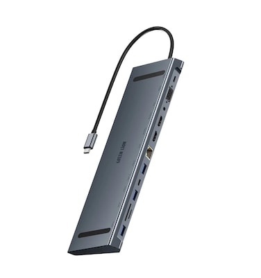 Green Lion 12 in 1 4K HDMI Ethernet USB-C HUB, 5 Gbps Data Transfer, 100W PD Port, Dual HDMI, VGA, 4K@30Hz Resolution, 3 USB-A Ports, Aluminum Alloy