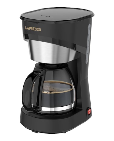 ماكينة قهوة Drip من LePRESSO، 900 وات، خزان ماء سعة 1.5 لتر، إبريق زجاجي (15 كوب)، فلتر نايلون قابل للغسل، وظيفة إبقاء الحرارة، تحكم بنقرة واحدة – أسود
