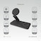 Levelo Quantum 3 in 1 Wireless Charger, 9V/2A Type-C Input, 15W Phone Output, 5W Airpods Output, 3W iWatch Output, LED Indicator, N52 Magnet, Over-Temperature &amp; Over-Voltage Protection, Black
