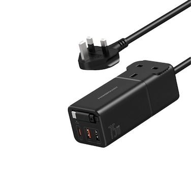 محطة الشحن المكتبية من باورولوجي، مخرج USB-C2 بقدرة 70 واط كحد أقصى، USB-C1 بقدرة 45 واط، USB-A1 بقدرة 30 واط، تركيبات منافذ متعددة، دعم PPS، قدرة 3250 واط، تقنية GaN، أسود
