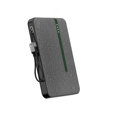 Green Lion KYOTO 10000mAh Power Bank with USB-C to USB-C Cable Strap, LED Indicator, 20W PD Fast Charging, 22.5W Output Power, Flight Approved - Black