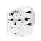 Powerology PD 45W, 2300W Universal Travel Adapter with Grounding Contact, 45W USB-C Output, 150+ Countries Compatibility, Earth Grounding Protection, Patented Slide-Out Button, White

